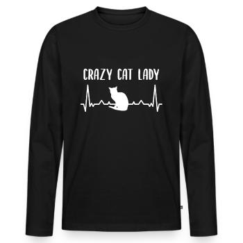Crazy Cat Lady - Katzen - Männer Premium Bio Langarmshirt - Schwarz - Vorne - Nico (187cm)