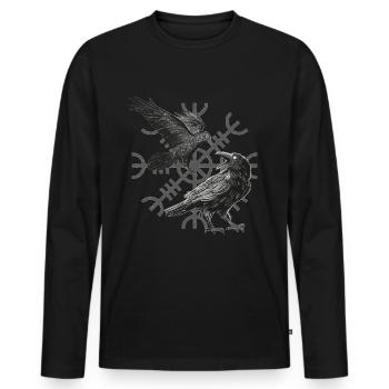 Conception pour les fans vikings, celtiques et germaniques - T-shirt manches longues Premium bio Homme - noir - Devant - Nico (187cm)