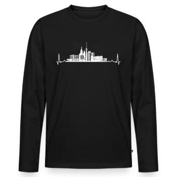 Stuttgart - Skyline de la ville de Stuttgart - T-shirt manches longues Premium bio Homme - noir - Devant - Nico (187cm)