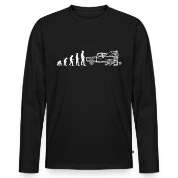 Evolution de l'atelier de mécanique automobile - drôle - T-shirt manches longues Premium bio Homme - noir - Devant - Nico (187cm)