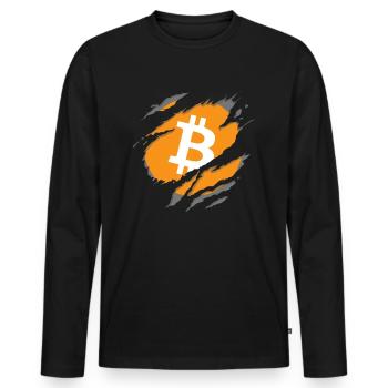 Bitcoin BTC and Crypto Design - Men's Premium Organic Long Sleeve Shirt - black - Front - Nico (187cm)