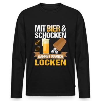Mit Bier Und Schocken Kannst Du Mich Locken Knobel - Männer Premium Bio Langarmshirt - Schwarz - Vorne - Nico (187cm)