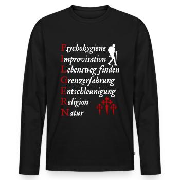 Pilgern Definition Jakobsweg Pilger Jakobskreuz - Männer Premium Bio Langarmshirt - Schwarz - Vorne - Nico (187cm)