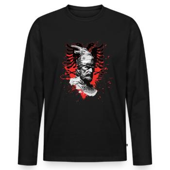 Aigle albanais Kosovo Designs pour Albanais - T-shirt manches longues Premium bio Homme - noir - Devant - Nico (187cm)
