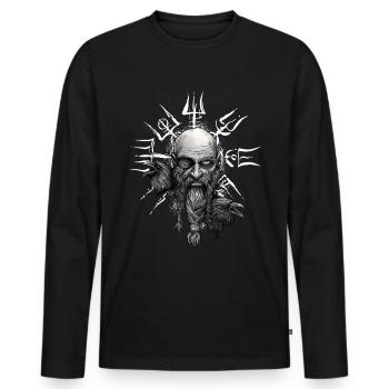 Vegvisir Odin avec Hugin et Munin - Vikings - T-shirt manches longues Premium bio Homme - noir - Devant - Nico (187cm)