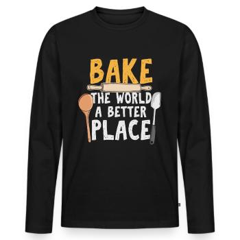 Baking as a passion baker or hobby baker - Men's Premium Organic Long Sleeve Shirt - black - Front - Nico (187cm)