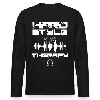 Hardstyle Techno Musik Hard Style DJ - Männer Premium Bio Langarmshirt - Schwarz - Vorne - Nico (187cm)