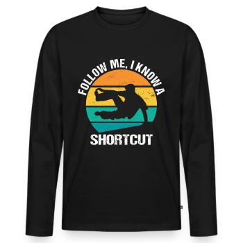 Follow Me I Know A Shortcut Parkour Läufer Freerun - Männer Premium Bio Langarmshirt - Schwarz - Vorne - Nico (187cm)