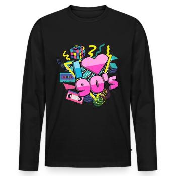 I love 90's Retro 90s Années 90 Devise - T-shirt manches longues Premium bio Homme - noir - Devant - Nico (187cm)