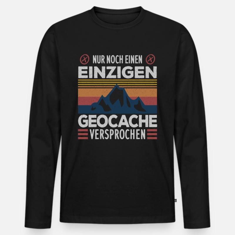 Nur noch einen einzigen Cache .. Geocaching Spruch - Männer Premium Bio Langarmshirt - Schwarz