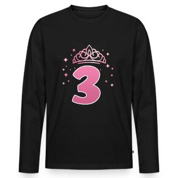 3. Geburtstag 3 Jahre alt Prinzessin Krone - Männer Premium Bio Langarmshirt - Schwarz - Vorne - Nico (187cm)