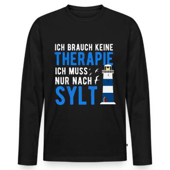 Insel Sylt- Ostfriesland Nordsee - Lustiger Spruch - Männer Premium Bio Langarmshirt - Schwarz - Vorne - Nico (187cm)
