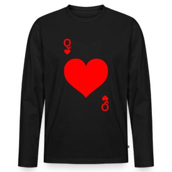 Kartenspiel Poker Herz Queen Dame - Karneval - Männer Premium Bio Langarmshirt - Schwarz - Vorne - Nico (187cm)