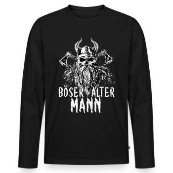 Böser alter Mann - Witziges Geschenk für Männer - - Männer Premium Bio Langarmshirt - Schwarz - Vorne - Nico (187cm)