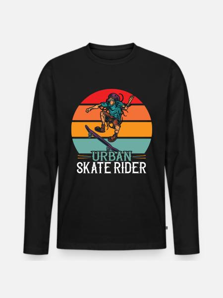 Skate Rider Urban - Männer Premium Bio Langarmshirt - Schwarz