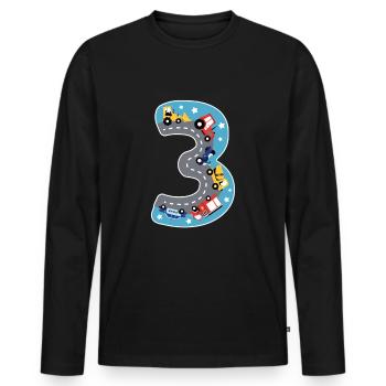3e anniversaire - Véhicules de la police et des pompiers - - T-shirt manches longues Premium bio Homme - noir - Devant - Nico (187cm)
