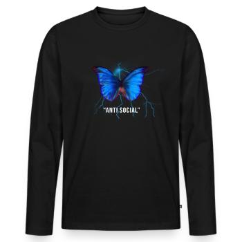 Anti Social Butterfly Aesthetic Soft Grunge - Männer Premium Bio Langarmshirt - Schwarz - Vorne - Nico (187cm)