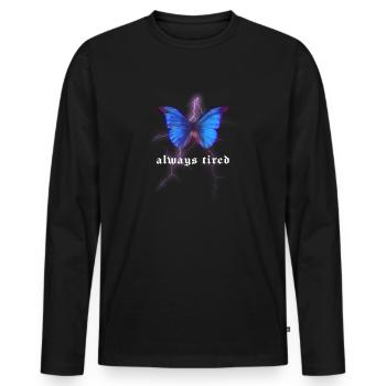 Always Tired - Butterfly Aesthetic - Papillon - T-shirt manches longues Premium bio Homme - noir - Devant - Nico (187cm)