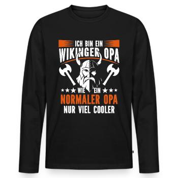 Wikinger Opa - Großvater - Geschenk für Herren - Männer Premium Bio Langarmshirt - Schwarz - Vorne - Nico (187cm)
