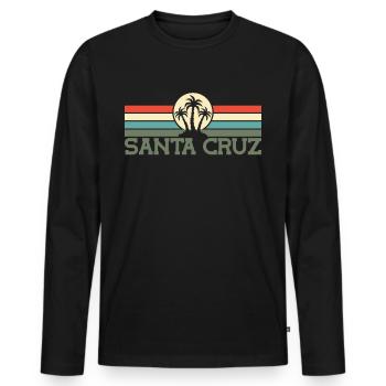 Santa Cruz CA Kalifornien - Retro 70er 80er Jahre - Männer Premium Bio Langarmshirt - Schwarz - Vorne - Nico (187cm)