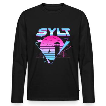 Île de Sylt- Sylt vacances 80s Synthwave Vaporwave - T-shirt manches longues Premium bio Homme - noir - Devant - Nico (187cm)