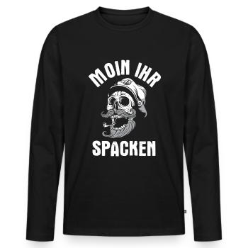Moin Ihr Spacken - Lustiges Norddeutschland - Männer Premium Bio Langarmshirt - Schwarz - Vorne - Nico (187cm)