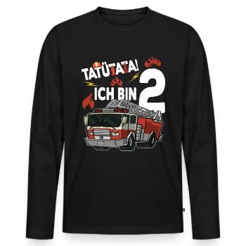 TATÜTATA! Ich bin 2 - 2. Geburtstag - Feuerwehr - - Männer Premium Bio Langarmshirt - Schwarz - Vorne - Nico (187cm)