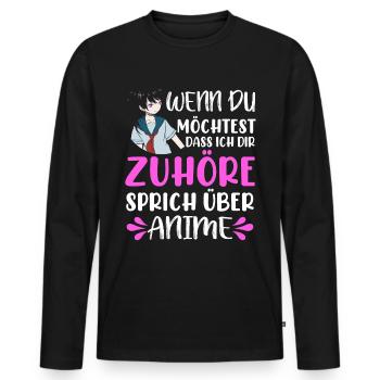 Lustiger Anime Spruch Humorvolles Anime - Männer Premium Bio Langarmshirt - Schwarz - Vorne - Nico (187cm)