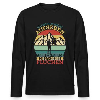 Wanderer Alpen Berge | Wander Spruch | Damen - Männer Premium Bio Langarmshirt - Schwarz - Vorne - Nico (187cm)