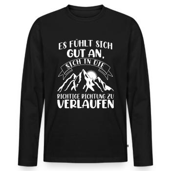 Wanderer Alpen Berge | Lustiger Wander Spruch - Männer Premium Bio Langarmshirt - Schwarz - Vorne - Nico (187cm)