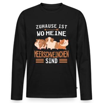 Zuhause ist wo meine Meerschweinchen sind - - Männer Premium Bio Langarmshirt - Schwarz - Vorne - Nico (187cm)