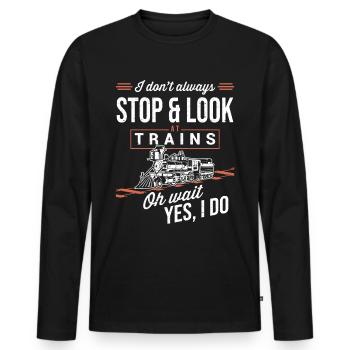 Locomotive Steam Locomotive Railway Steam Locomotive - Men's Premium Organic Long Sleeve Shirt - black - Front - Nico (187cm)