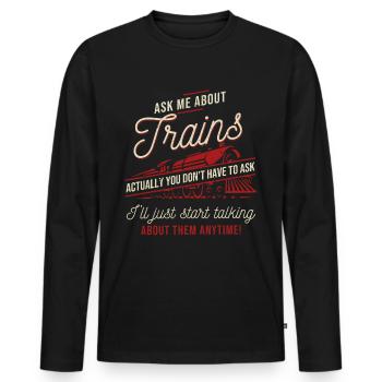Locomotive Steam Locomotive Railway Steam Locomotive - Men's Premium Organic Long Sleeve Shirt - black - Front - Nico (187cm)