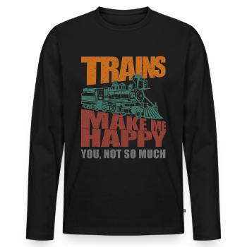 Locomotive locomotive à vapeur locomotive ferroviaire locomotive à vapeur - T-shirt manches longues Premium bio Homme - noir - Devant - Nico (187cm)