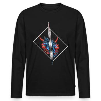 Japon Anime Masque Design Samurai Oni Monster - T-shirt manches longues Premium bio Homme - noir - Devant - Nico (187cm)