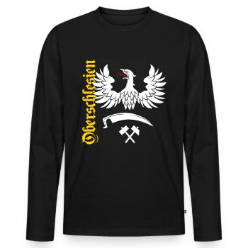 Oberschlesien Schlesischer Adler Schlesier - Männer Premium Bio Langarmshirt - Schwarz - Vorne - Nico (187cm)