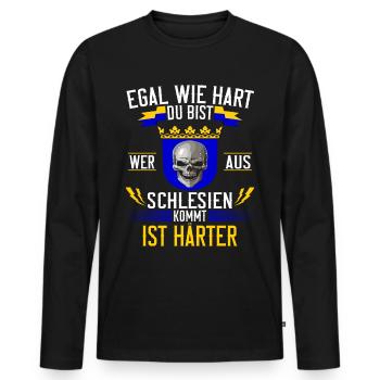 Schlesier Oberschlesien Schlesien Spruch Herren - Männer Premium Bio Langarmshirt - Schwarz - Vorne - Nico (187cm)