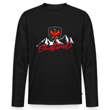 Südtiroler Alpen Wandern Berge Südtirol Region - Männer Premium Bio Langarmshirt - Schwarz - Vorne - Nico (187cm)