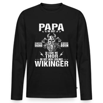 Papa Vatertag Geschenkidee Ragnar Odin Thor Vater - Männer Premium Bio Langarmshirt - Schwarz - Vorne - Nico (187cm)