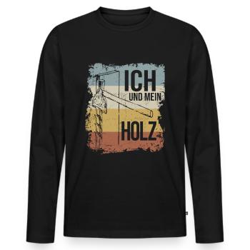 Ich und mein Holz - Axt Holz hacken Wald Äxte - Männer Premium Bio Langarmshirt - Schwarz - Vorne - Nico (187cm)