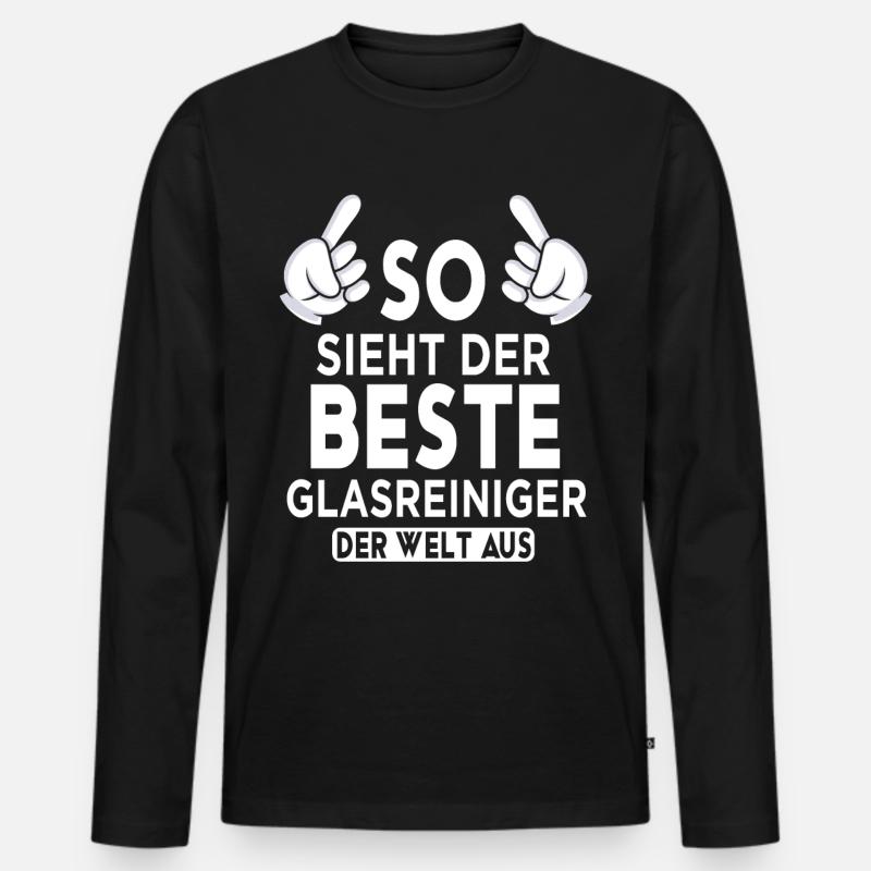 Glasreiniger Spruch - Männer Premium Bio Langarmshirt - Schwarz