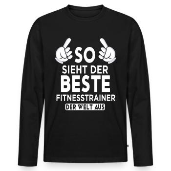 Fitnesstrainer Spruch - Männer Premium Bio Langarmshirt - Schwarz - Vorne - Nico (187cm)