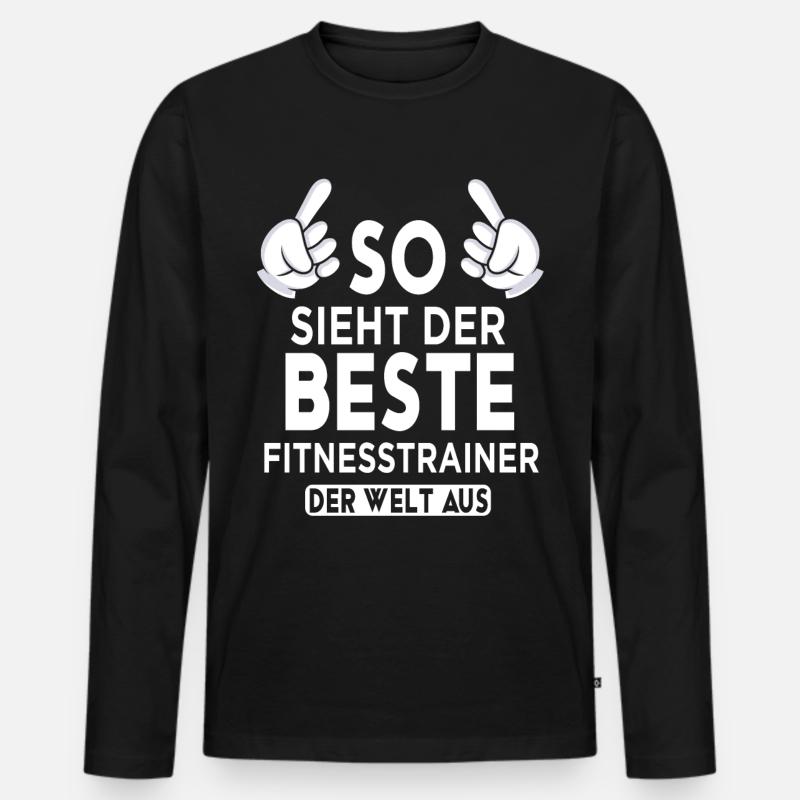 Fitnesstrainer Spruch - Männer Premium Bio Langarmshirt - Schwarz