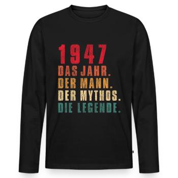 75 Geburtstag 75 Jahre Alt - Männer Premium Bio Langarmshirt - Schwarz - Vorne - Nico (187cm)