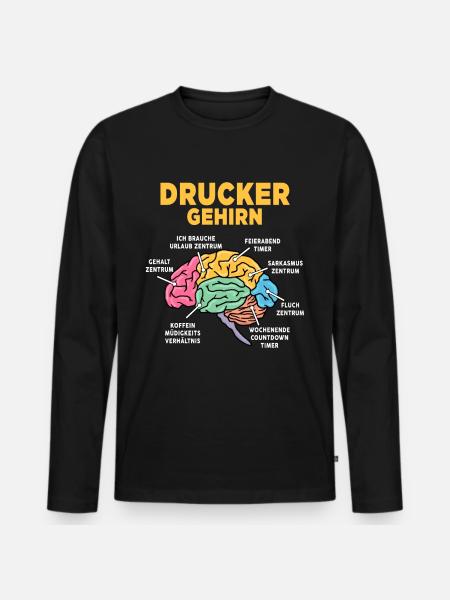Drucker - Männer Premium Bio Langarmshirt - Schwarz