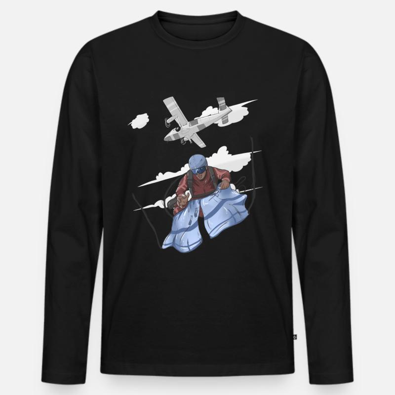 Fallschirmspringen Springen - Männer Premium Bio Langarmshirt - Schwarz