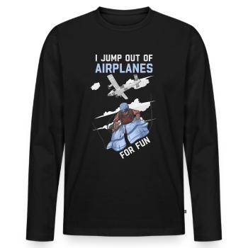 Je saute des avions pour m’amuser en parachutisme - T-shirt manches longues Premium bio Homme - noir - Devant - Nico (187cm)