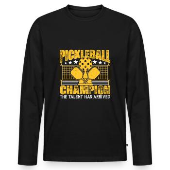 Pickleball-Champion Das Talent ist angekommen Lustig - Männer Premium Bio Langarmshirt - Schwarz - Vorne - Nico (187cm)