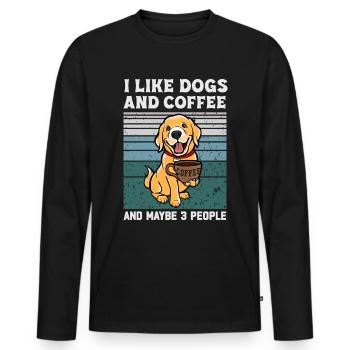 Ich mag Hunde und Kaffee und vielleicht 3 Personen - Männer Premium Bio Langarmshirt - Schwarz - Vorne - Nico (187cm)