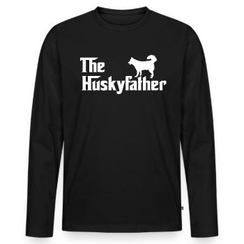 Le Husky Père Drôle Husky Propriétaire Papa Cadeaux - T-shirt manches longues Premium bio Homme - noir - Devant - Nico (187cm)